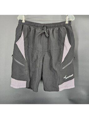 Sportneer Shorts Bike Cycling Mens XL Black Padded Liner Pockets Reflective